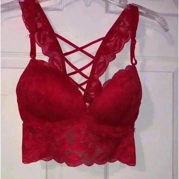 Victoria's Secret Other - Victoria’s Secret Red Lace Push Up Bralette size M